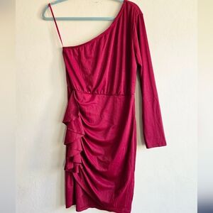 Grace karin red one shoulder ruffle dress NWT Size Medium